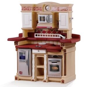 Deluxe Kitchen Playset - Cream, Red, and Silver
